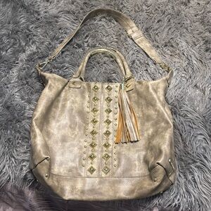 Steve Madden large tote bag with shoulder strap and gold accents
